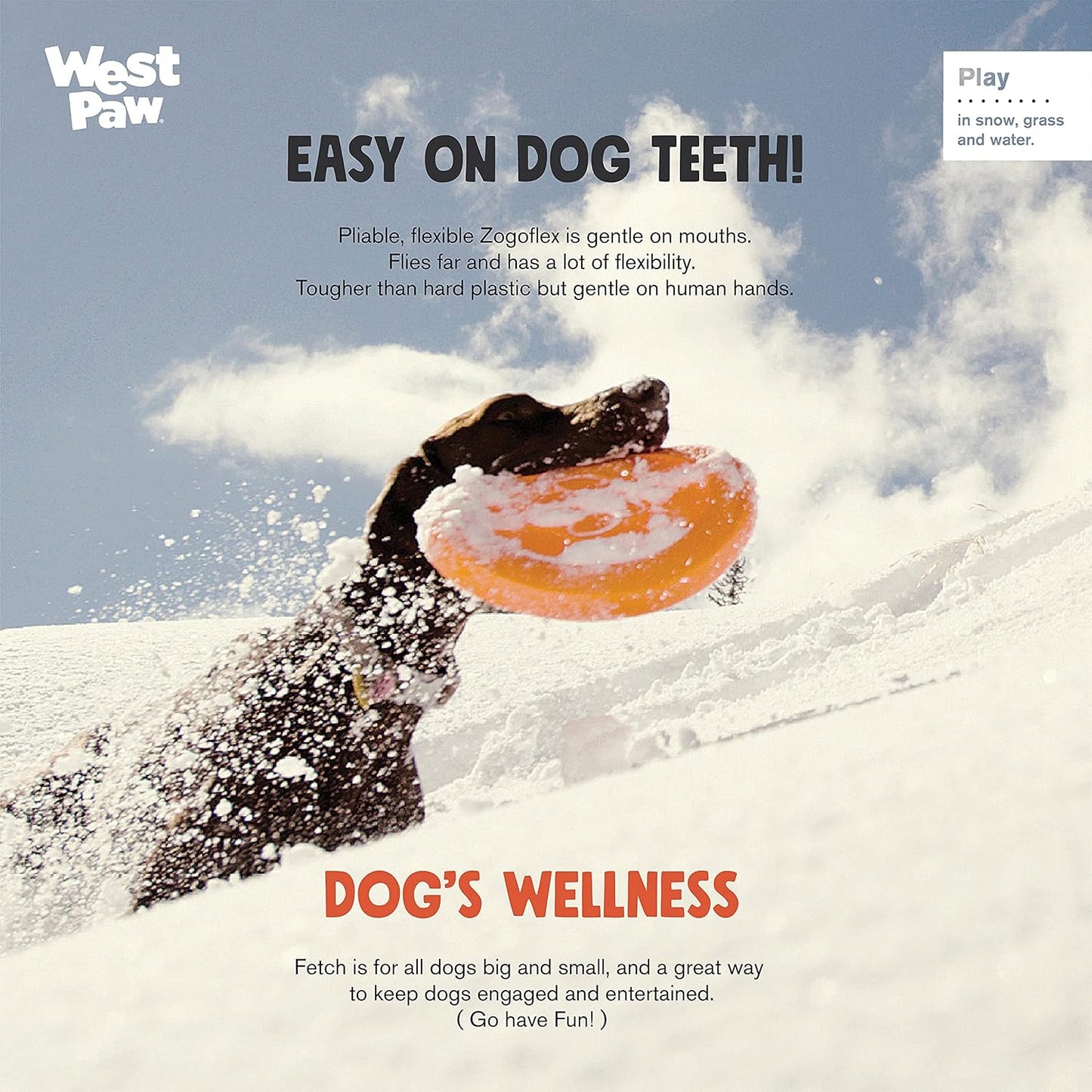 West Paw Zogoflex Zisc Dog Flying Disc, High Flying Aerodynamic Disc for Dogs Puppy – Lightweight, Floatable Disc for Fetch, Tug of War, Catch, Play – Doubles as Food/Water Bowl, Large 8.5", Tangerine