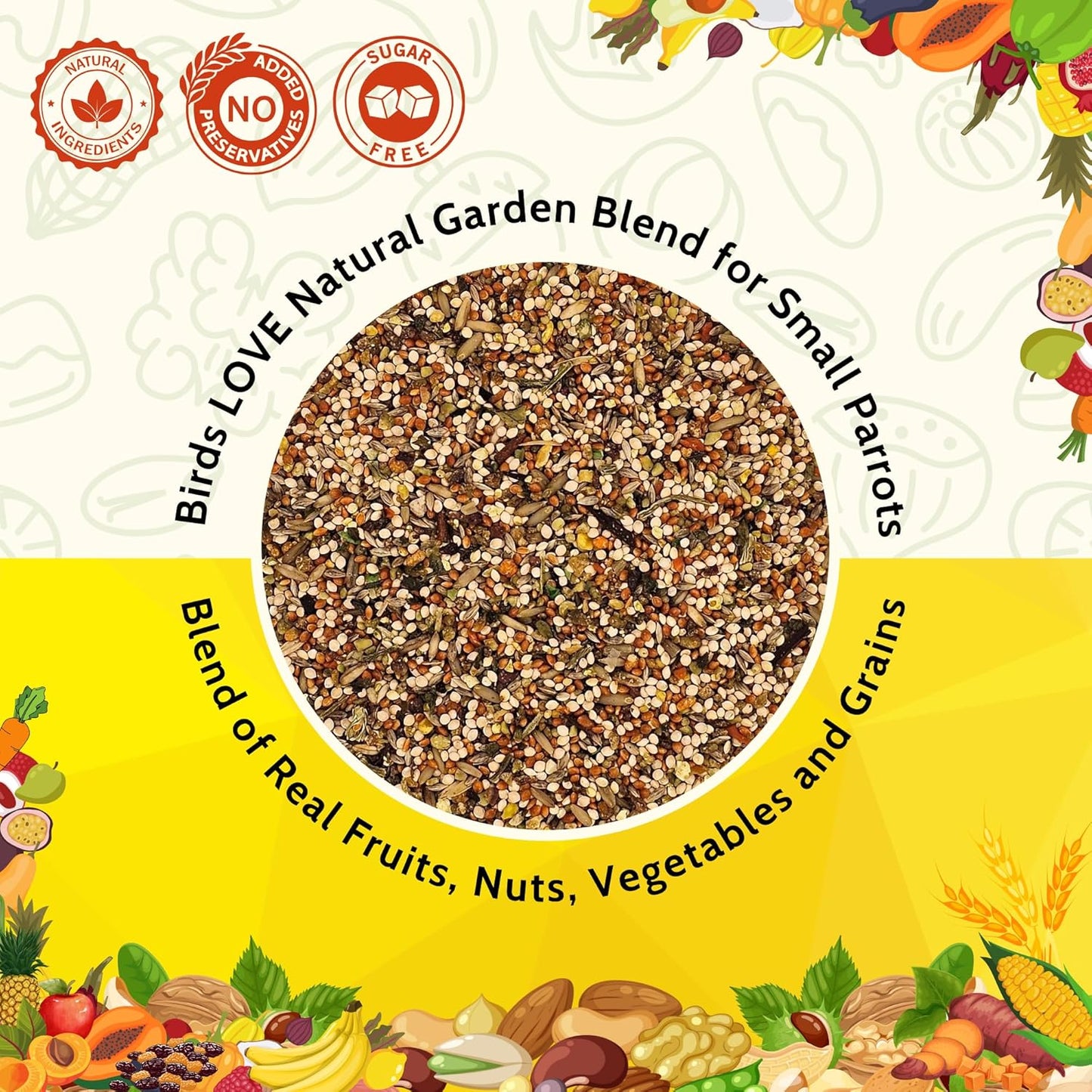 Birds LOVE All Natural Garden Blend Bird Food for Small Birds - Lovebirds, Cockatiels, Parakeets and Parrotlets 2lb