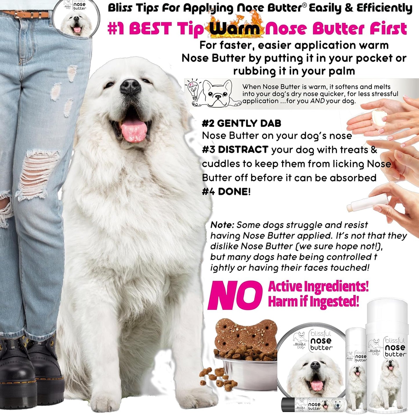 The Blissful Dog Great Pyrenees Unscented Nose Butter, 4-Ounce