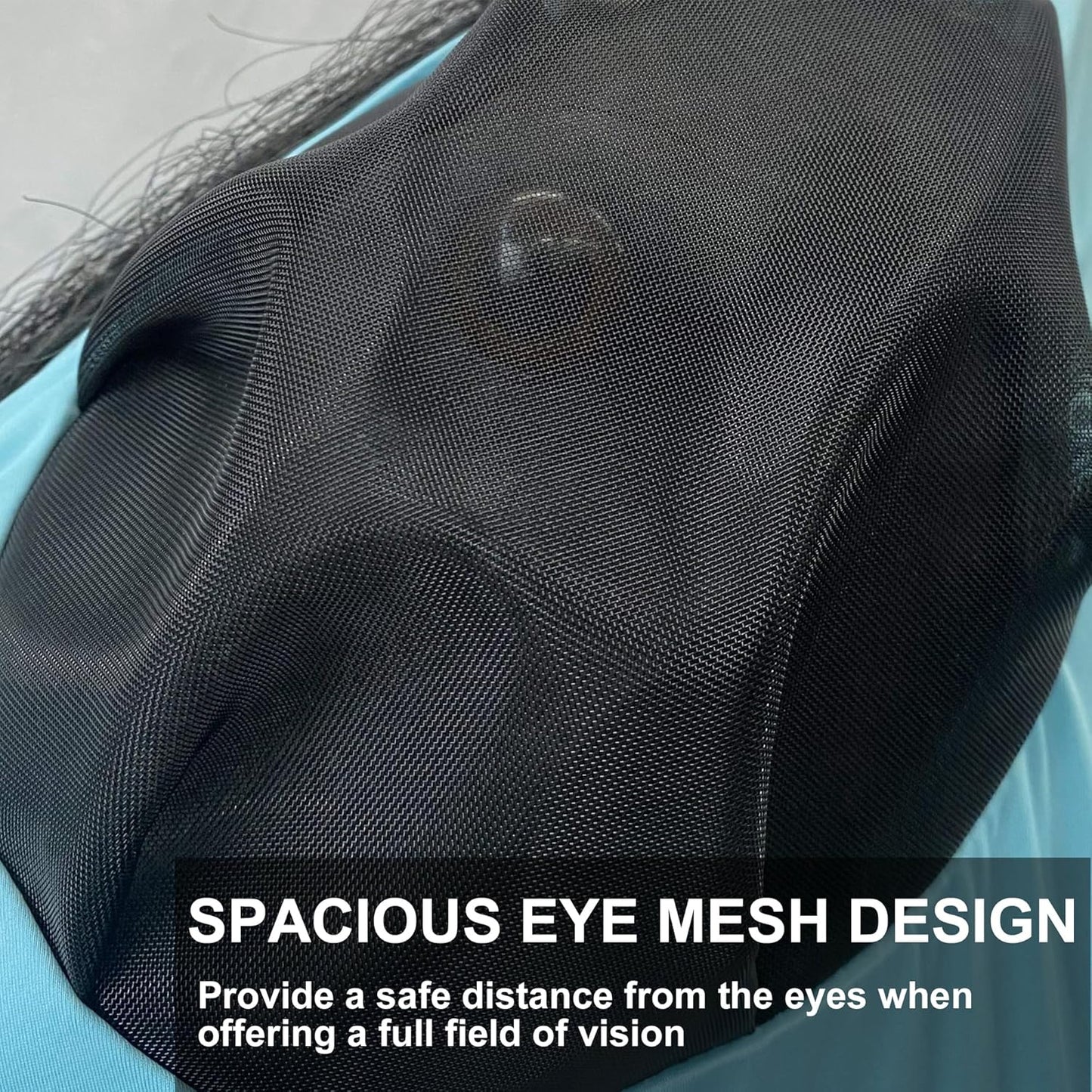 Stretchy Horse Fly Mask for Horses, Soft Lycra Equine Mesh Mask, Elasticity Horse Face Covering, Breathable&UV Protection, Pacific Blue, Cob