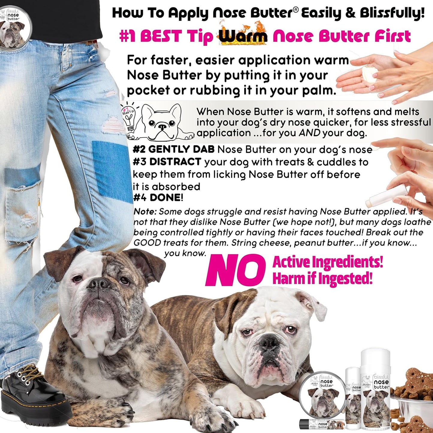 The Blissful Dog Olde English Bulldogge Unscented Nose Butter - Dog Nose Butter, 0.15 Ounce