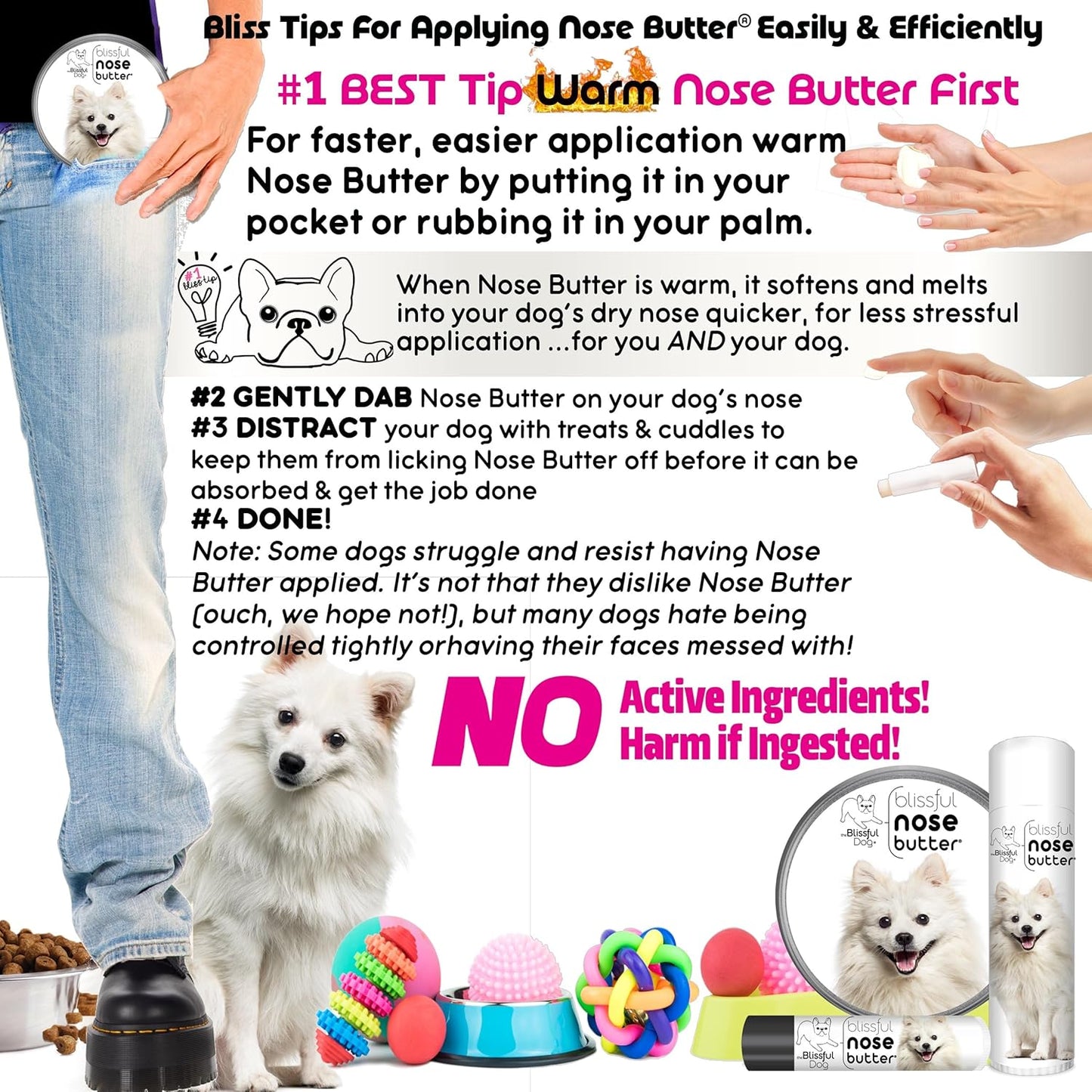 The Blissful Dog American Eskimo Nose Butter for Dry, Cracked Skin, Lick-Safe Dog Nose Balm with Moisturizing Shea Butter, Almond, Olive, and Essential Oils, Pet Supplies, Uncented, 8 oz.