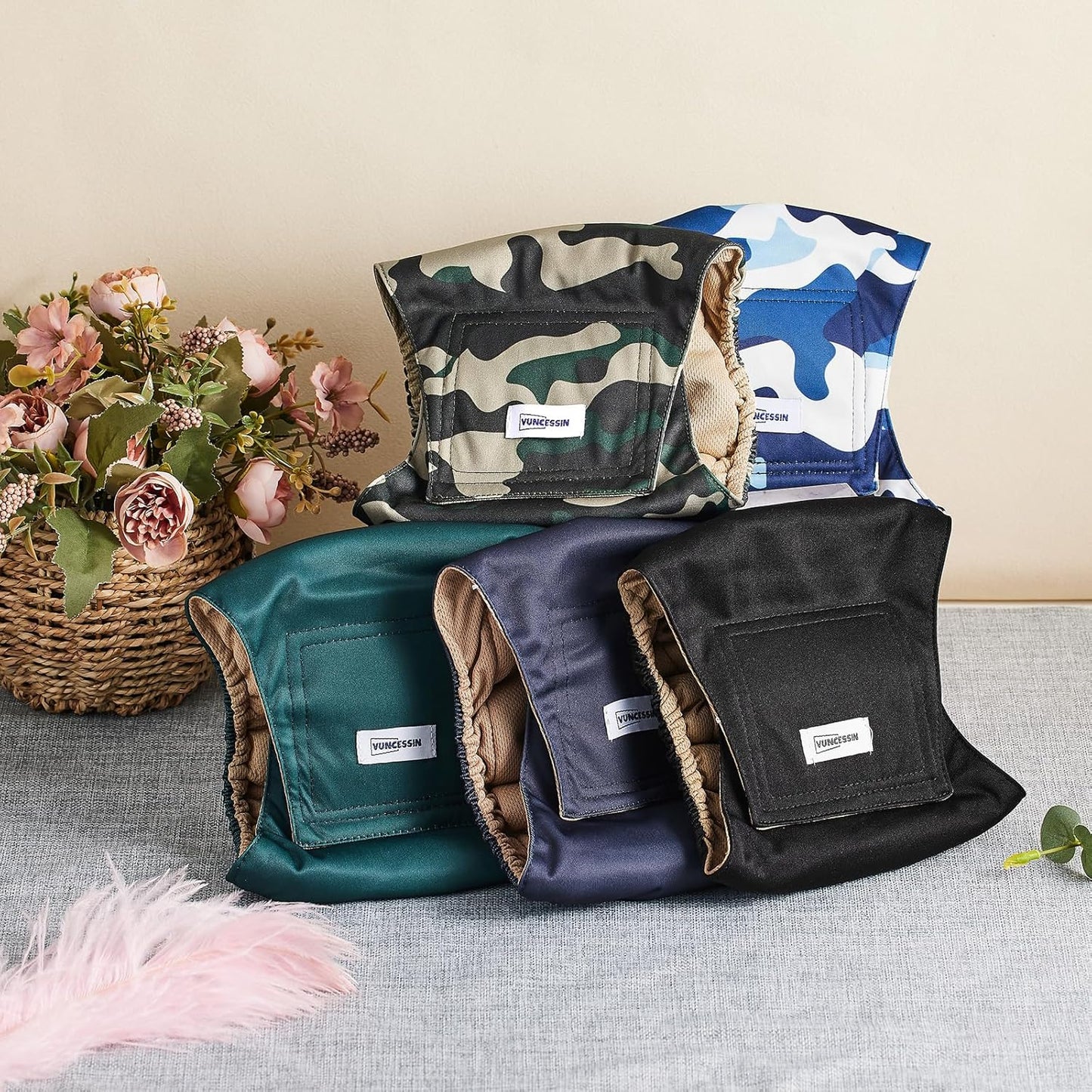 Reusable Dog Diapers Male, Premium Washable Belly Bands for Male Dogs, Pack of 5, High Absorbing Small Male Dog Wraps for Doggie & Puppy in Incontinence or Excitable Urination and Training(S)