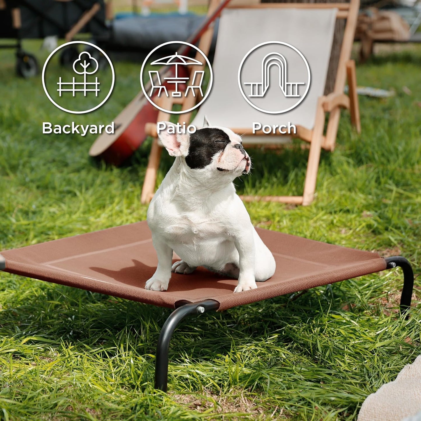 Bedsure Outdoor Elevated Dog Bed Medium Size Dog, Portable Indoor & Outdoor Cooling Raised Cot Pet Hammock Bed with Skid-Resistant Feet, Frame with Breathable Mesh, Terracotta, 43 inches