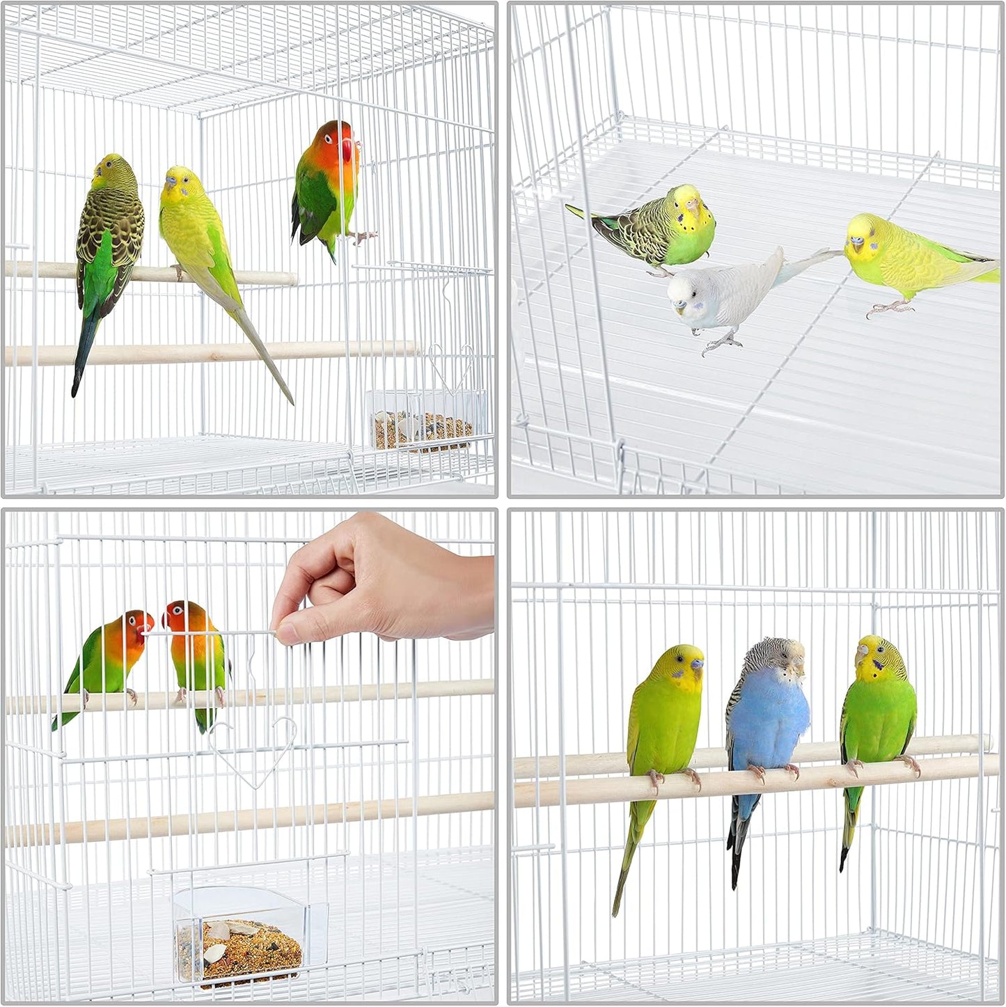 Yaheetech 47-inch Flight Bird Cages for Parakeets Cockatiels Conures Budgies Finches Lovebirds Canaries Parrots Breeding Birdcage with Detachable Rolling Stand, White