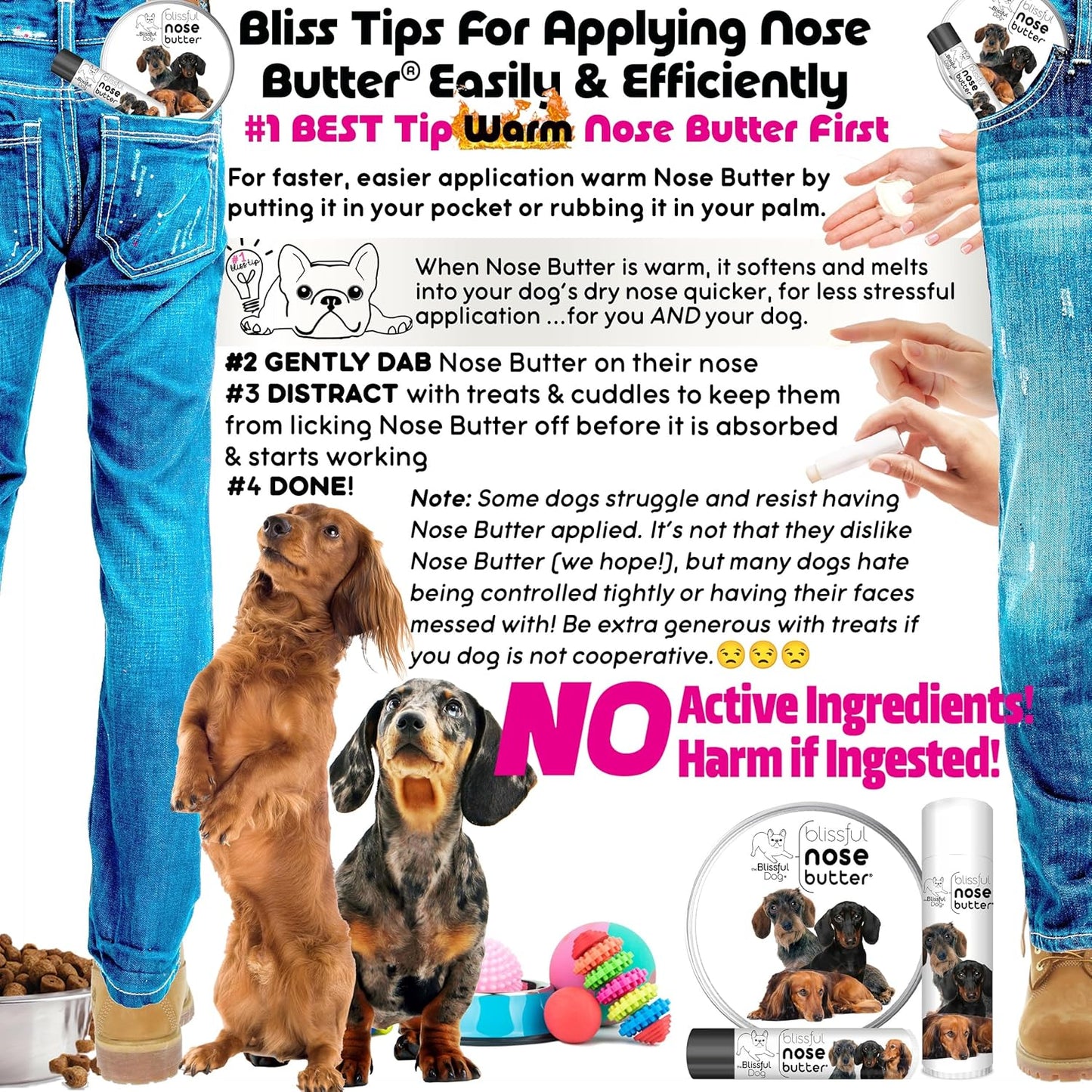 The Blissful Dog Dachshund Nose Butter for Dry, Cracked Skin, Lick-Safe Dog Nose Balm with Moisturizing Shea Butter, Almond, Olive, and Essential Oils, Pet Supplies, Uncented, 1 oz.