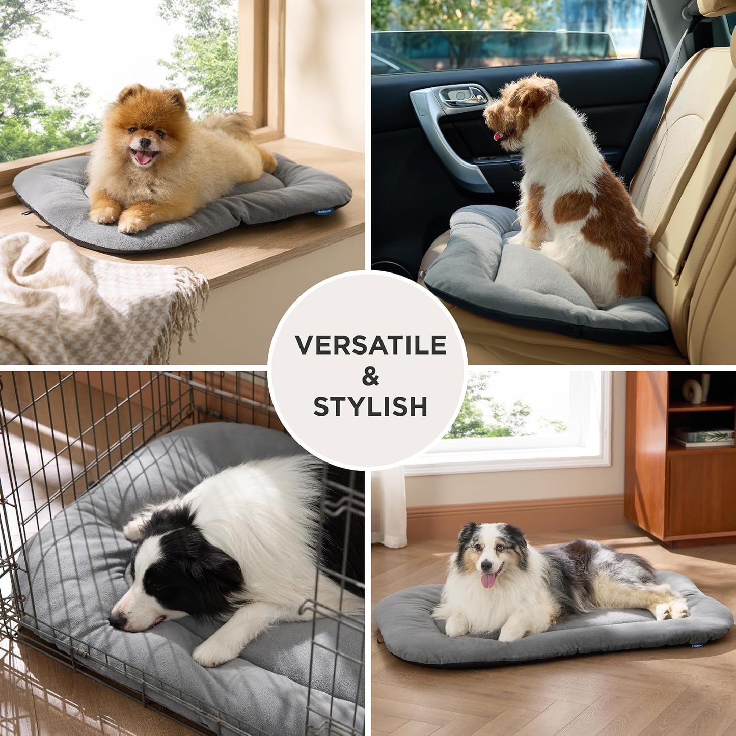 Bedsure Washable Dog Crate Pad for Extra Large Dogs, Anti-Slip Puppy Kennel Dog Bed for Crate - Ultra Soft Fleece Flat Thin Pet Mat (Not Chew Proof), Light Grey XL 41"x27"