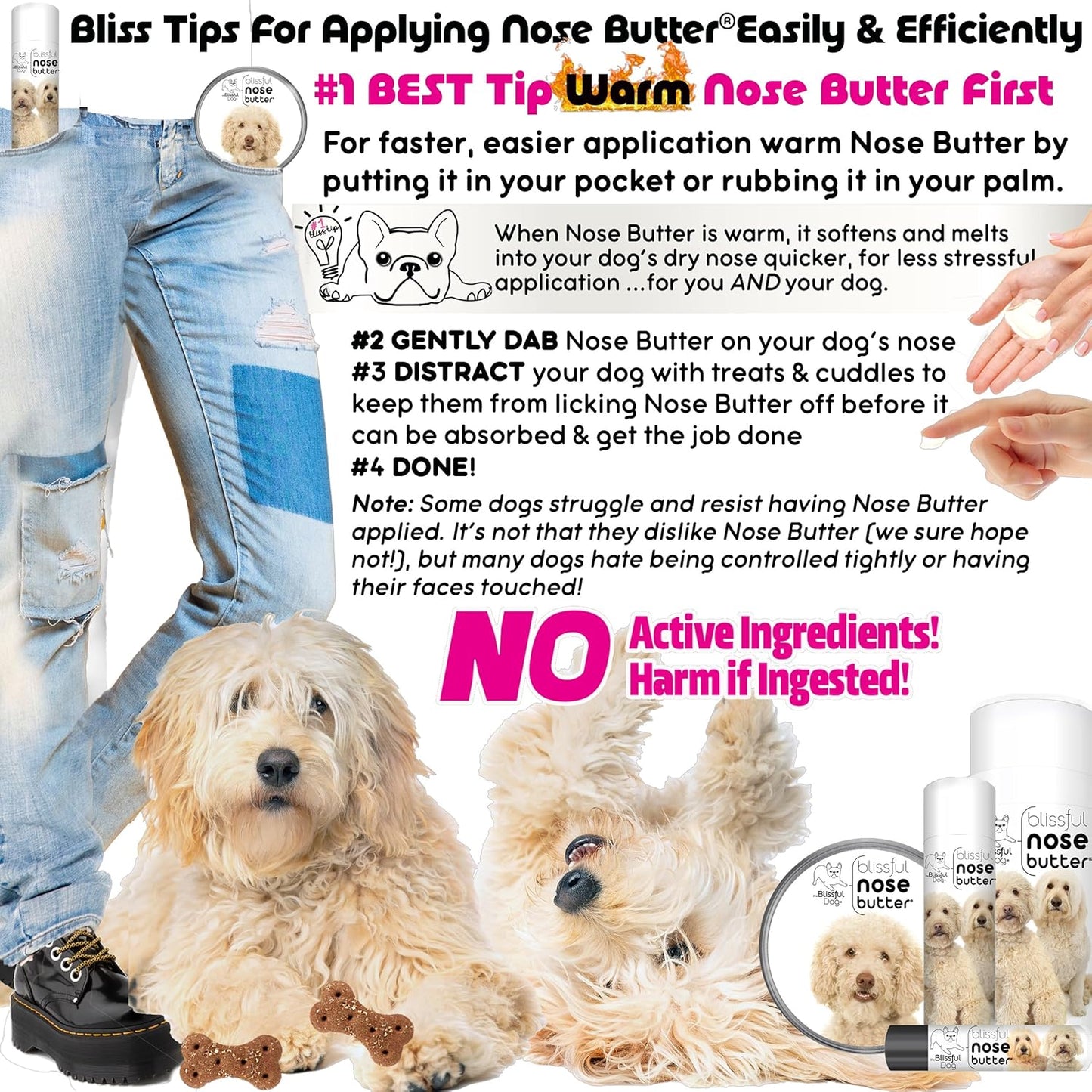 The Blissful Dog Goldendoodle Unscented Nose Butter, 4-Ounce