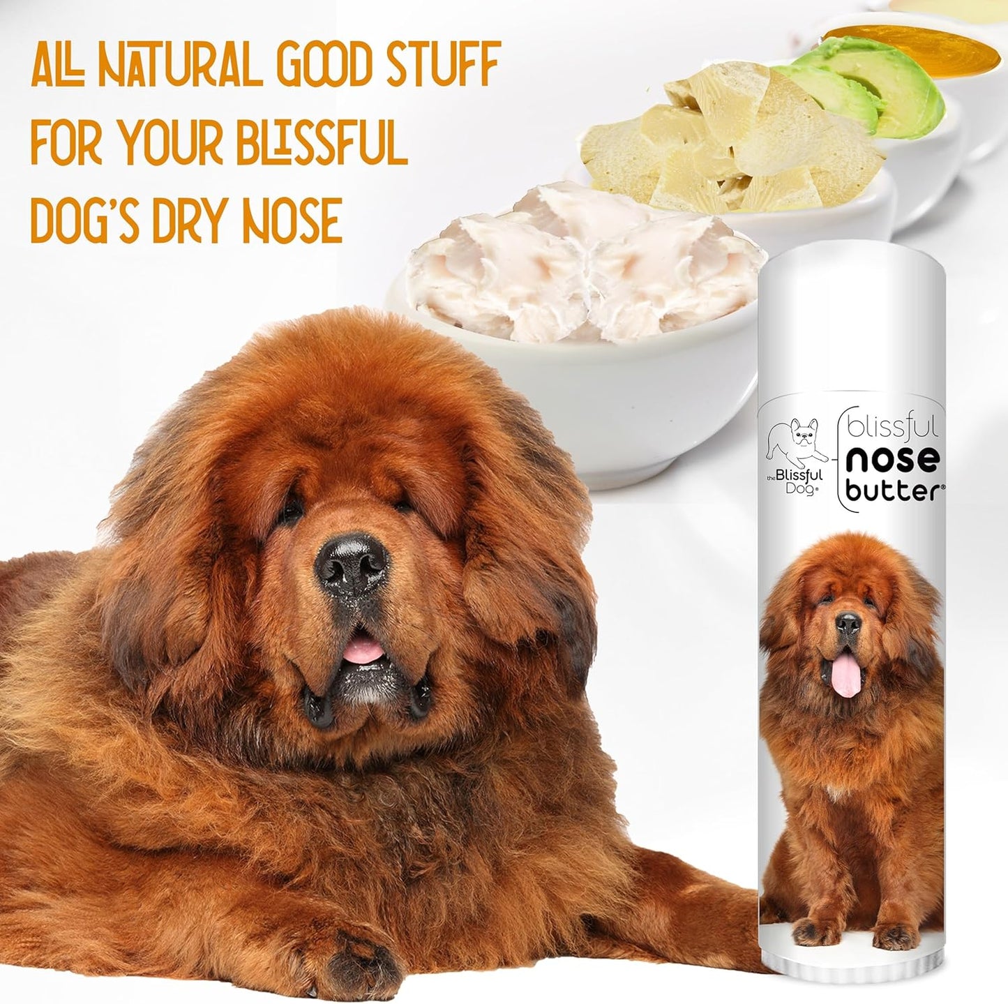 The Blissful Dog Tibetan Mastiff Nose Butter for Dry, Cracked Skin, Lick-Safe Dog Nose Balm with Moisturizing Shea Butter, Almond, Olive, and Essential Oils, Pet Supplies, Uncented, 0.50 oz.