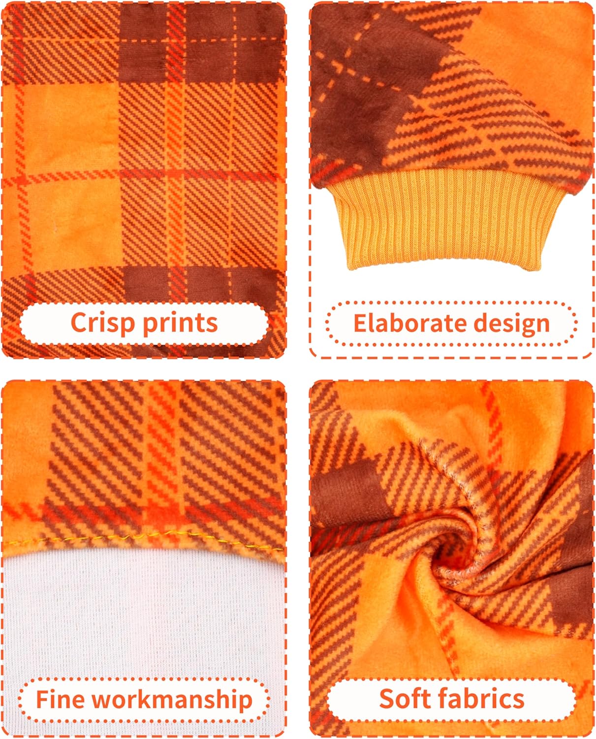 PET SHOW 4 Pack Small Dog Pajamas Holiday Dog Clothes for Medium Dogs Girl Boy Soft Stretchy PJs Plaid Jumpsuit Puppy Cats Fall Onesies Christmas Outfits with Sleeve Pets Dachshund Costume(L, Plaid)