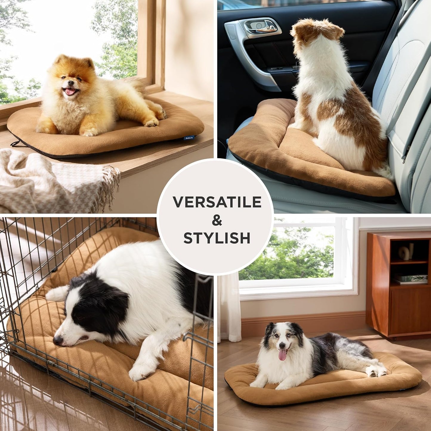 Bedsure Washable Dog Crate Pad for Extra Large Dogs, Anti-Slip Puppy Kennel Dog Bed for Crate - Ultra Soft Fleece Flat Thin Pet Mat (Not Chew Proof), Brown XL 41"x27"