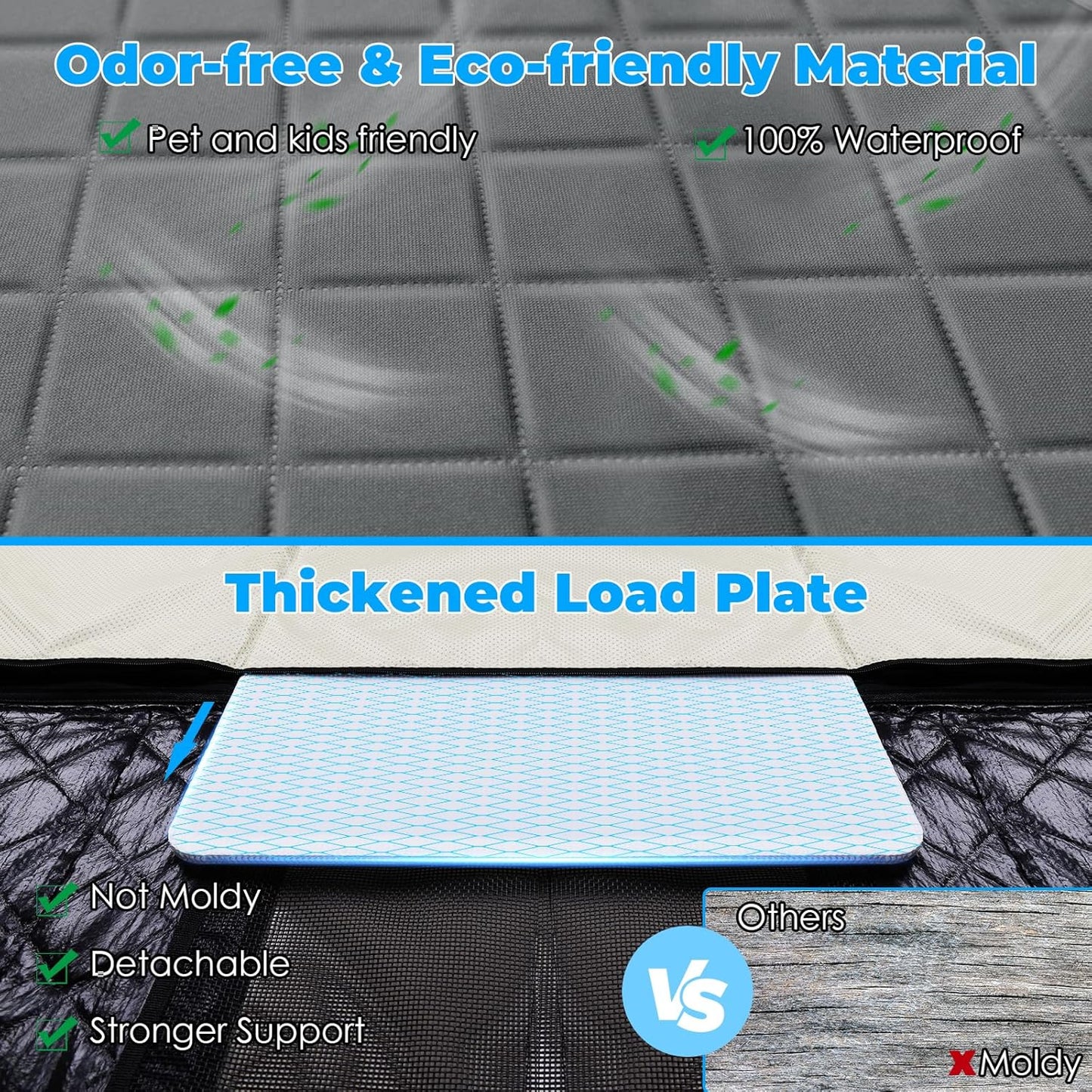 URPOWER XL Dog Back Seat Extender for Crew Cab Truck, Hard Bottom Dog Car Seat Cover Waterproof Dogs Car Hammock Pet Backseat Bed, Pet Truck Accessories for F150 / RAM 1500/ Tundra Crew Cab