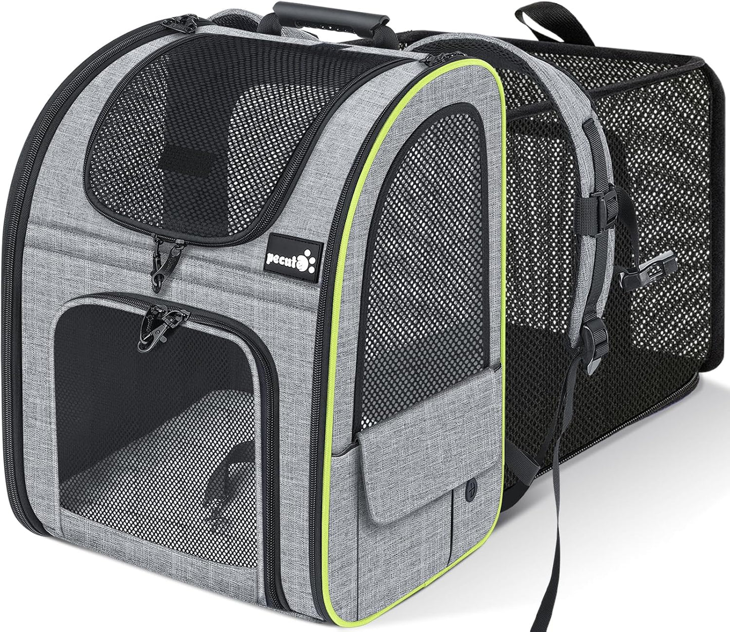 Pecute Cat Carrier Backpacks, Expandable Cat Backpack with Breathable Mesh, Pet Carrier Backpack for Cats Small Dogs Puppies Up to 17 Lbs, Dog Carrier Backpack Great for Travel Hiking Camping Outdoor