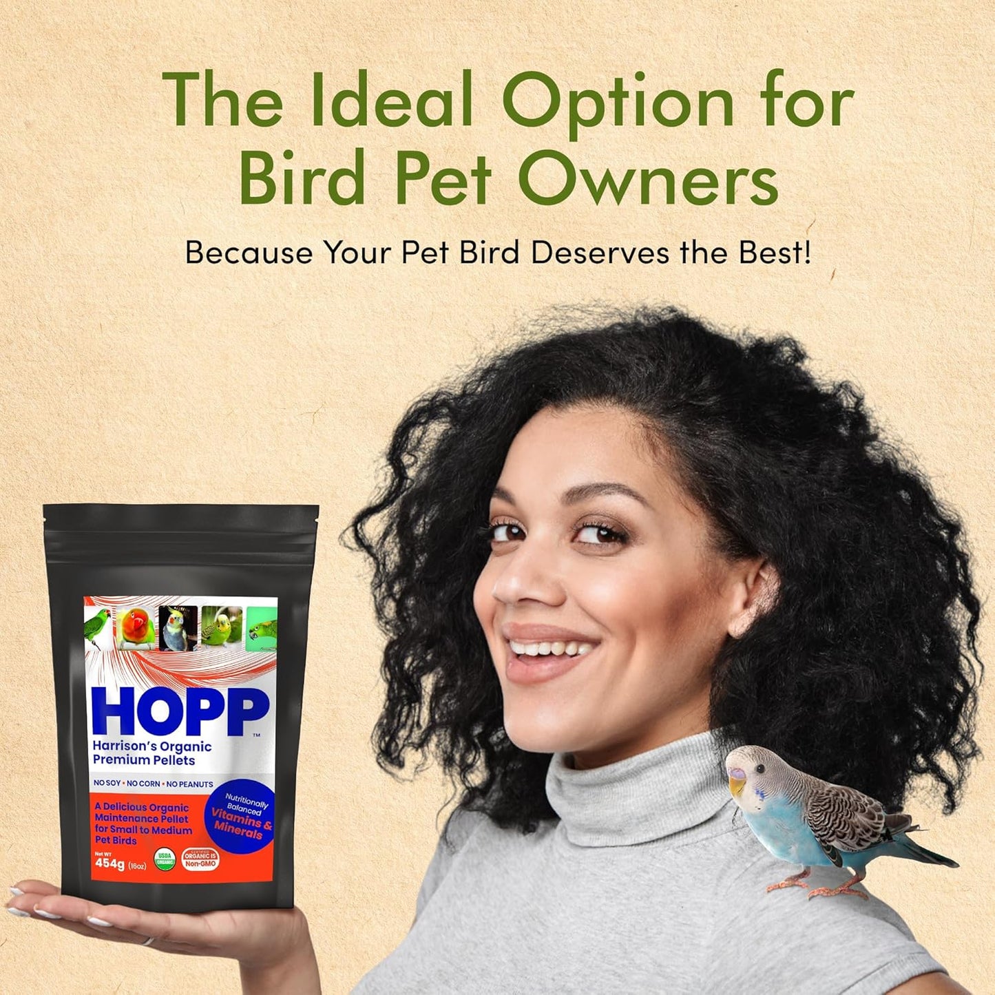 Harrison's Organic Premium Pellets- a Well-Balanced, Certified Organic Small to Medium Pet Bird Diet—No Soy, Corn, and Peanuts for Those Seeking to Avoid These Ingredients
